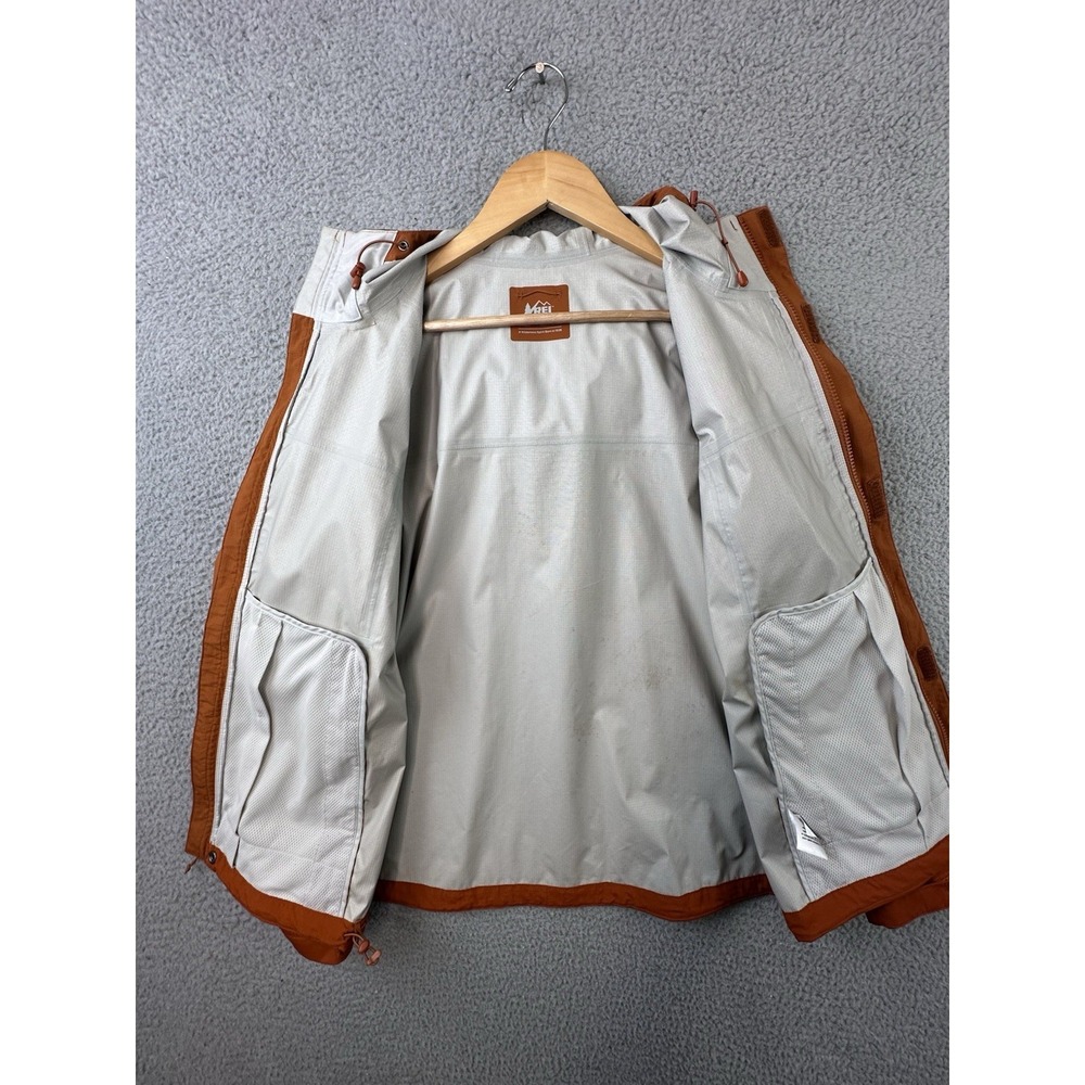 REI Co-op Rainier Rain Jacket Womens Small Orange Hydrowall 2.5 Layer Hooded - Picture 7 of 14